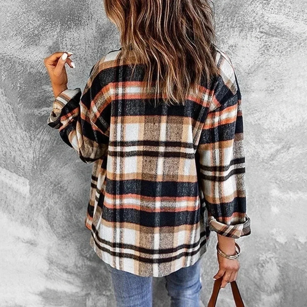 Plaid Flannel Oversized Button Up Shirt Jacket - Picture 2 of 5